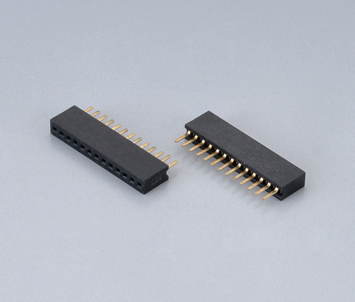 1.27mm间距排母连接器-1.27x5.7单排180°